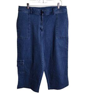 J. Jill Super Wide Leg High Rise Cropped Cargo Jeans Size 18p